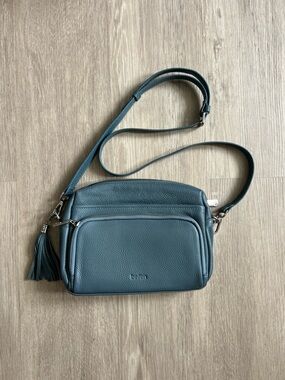 Befen Pebbled Leather Crossbody Bag with RFID Wallet Teal Blue travel
